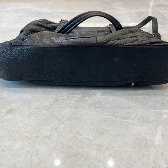 LAST CHANCE! Cole Haan Black Ruched Satchel Leather Shoulder Bag - Picture 7 of 10